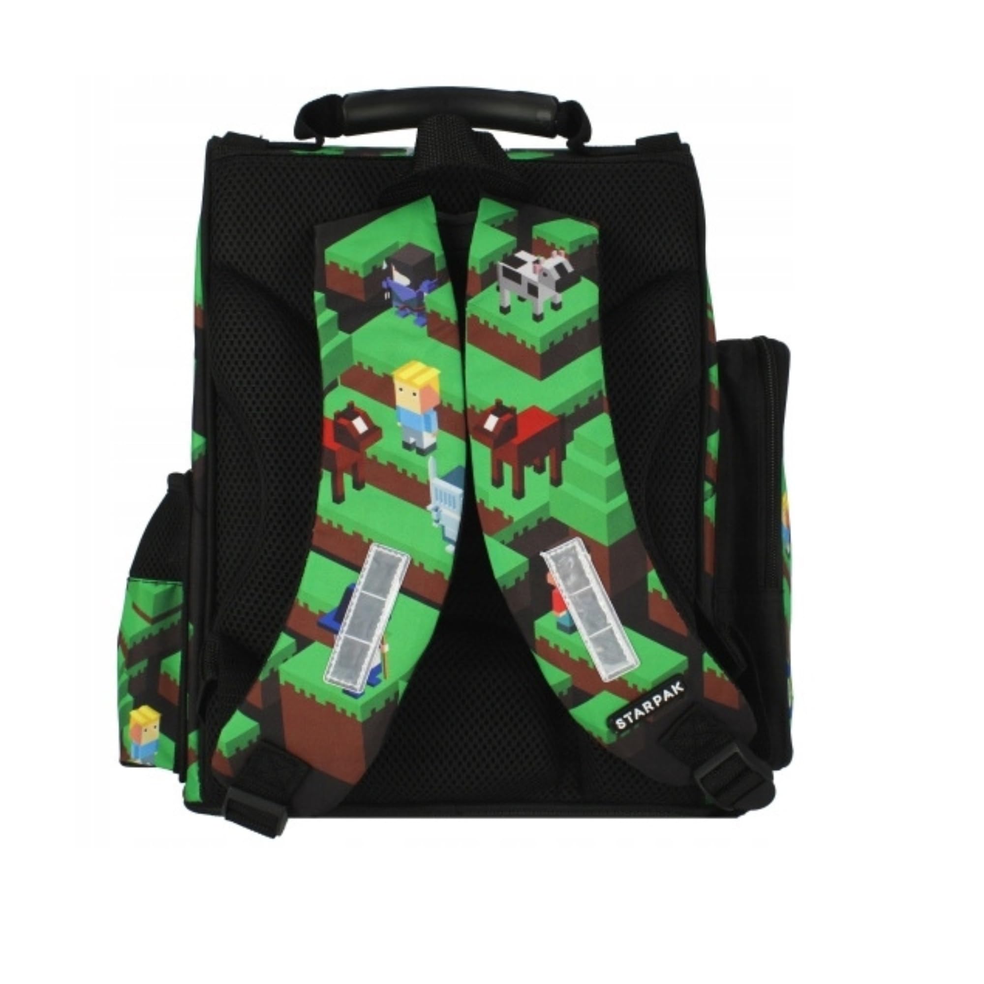 PASO - Schulranzen für Jungen und Mädchen, 4er-Set - Schul-Rucksack für Kinder mit Federmäppchen - Schuhbeutel und Hausaufgabenheft- Game Motiv
