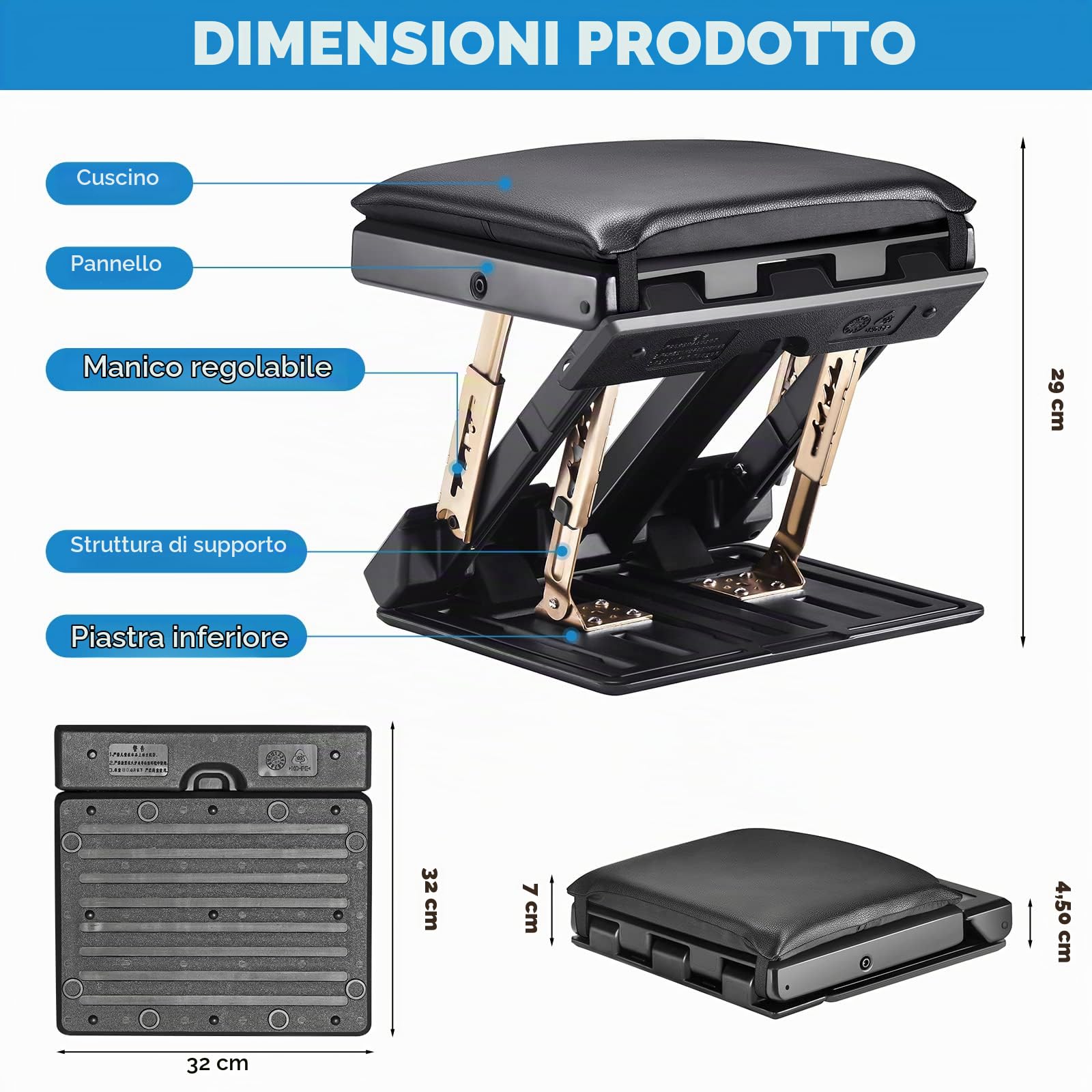 Poggiapiedi da Scrivania, Aomdom Poggia Piedi per Scrivania Regolabile con Funzione di Massaggio, Appoggia Piedi da Scrivania Ergonomico con Morbido Cuscino, Carico 120 lbs, per l'home Office
