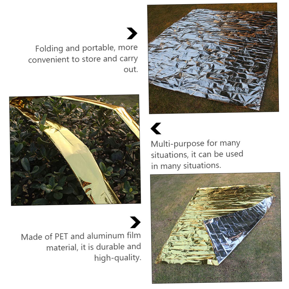 Happyyami Emergency Survival Blanket Aluminum Foil Thermal Rug for Outdoor Waterproof Reflective Compact Easy to Carry