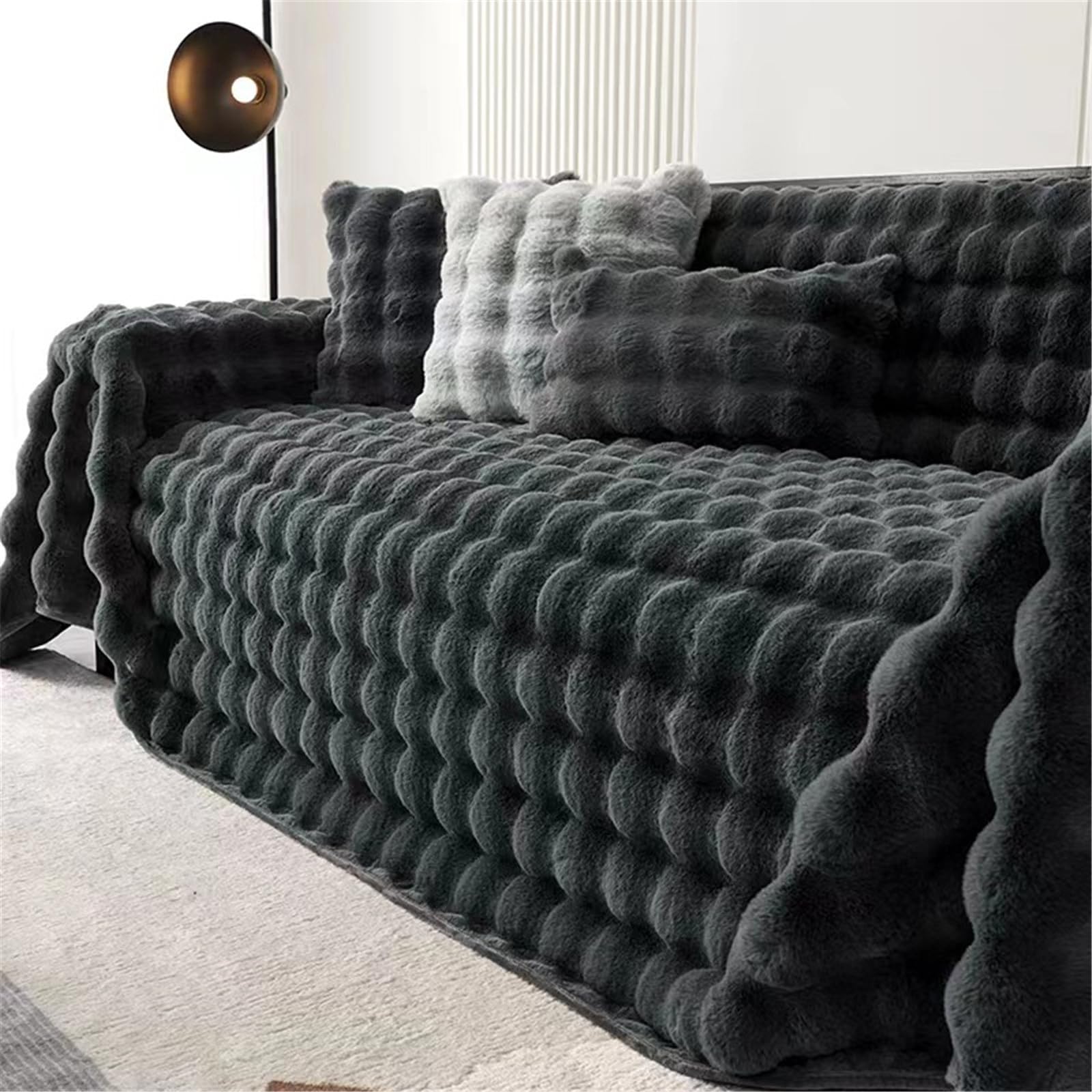 FANSU Throw for Sofa Large 1/2/3/4 Seater, Soft Plush Throw Blanket Sofa Reversible Versatile Solid Color Blanket Throw Decorative Blanket for Chair Settees Couch Sofa Bed (180 * 300cm,Black)