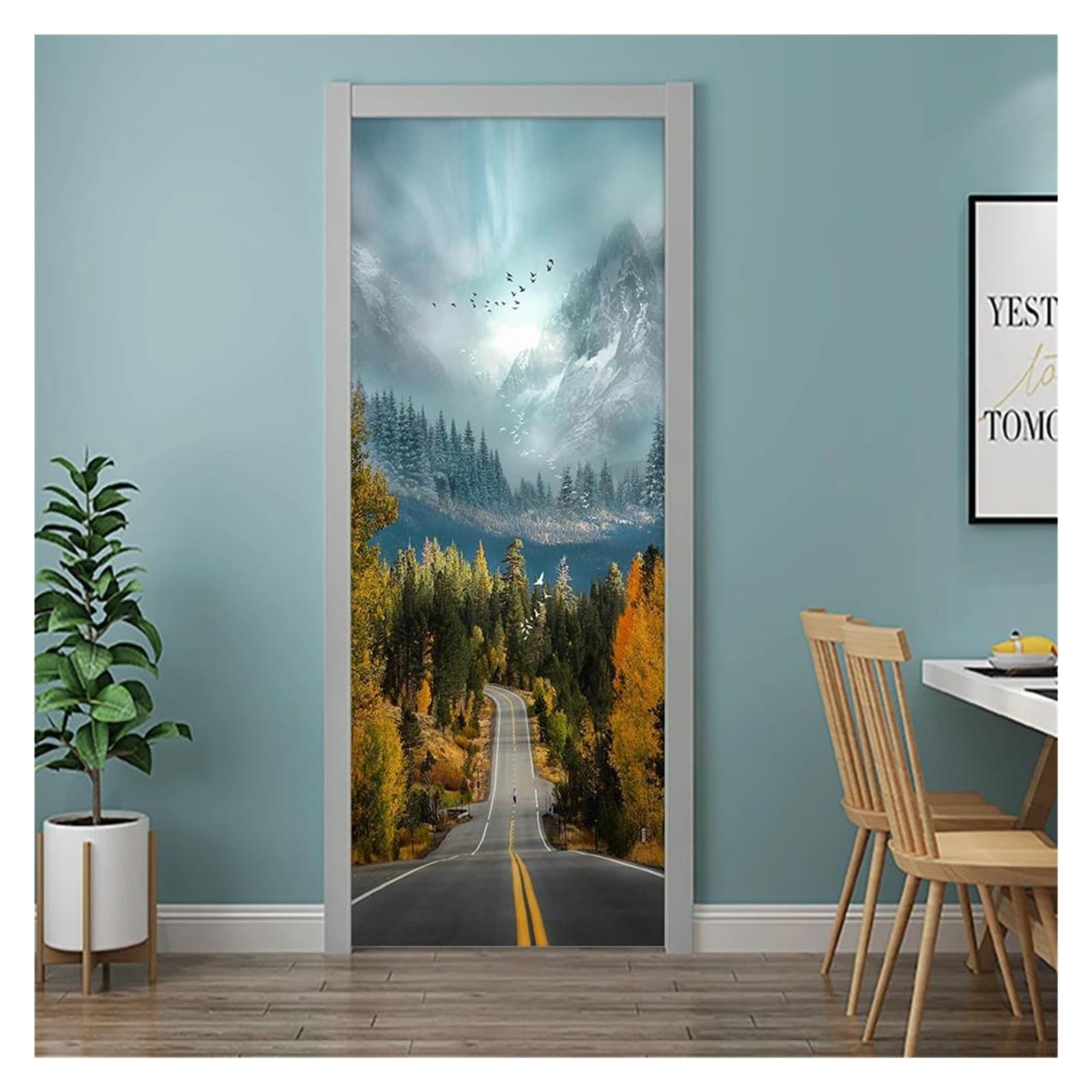 Décoration de maison rapide avec le sticker de porte paysage contre les murs vides