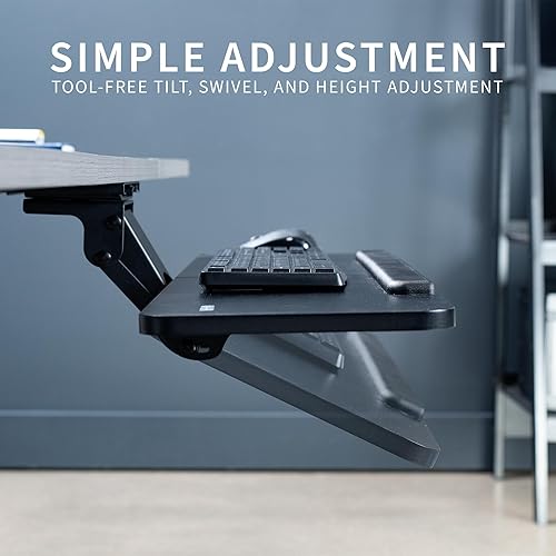 Miniatura 6 de VIVO Bandeja ajustable de plataforma para teclado y mouse de computadora, 34 x 10 pulgadas, ergonómica debajo de la mesa, cajón de montaje debajo