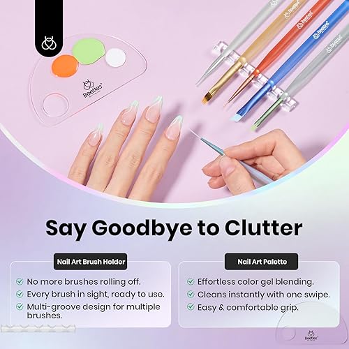 Miniatura 47 de Beetles - Juego de 6 pinceles de gel para arte de uñas, diseño de esmalte de gel, herramientas de pintura con pincel plano, pincel ovalado, pincel