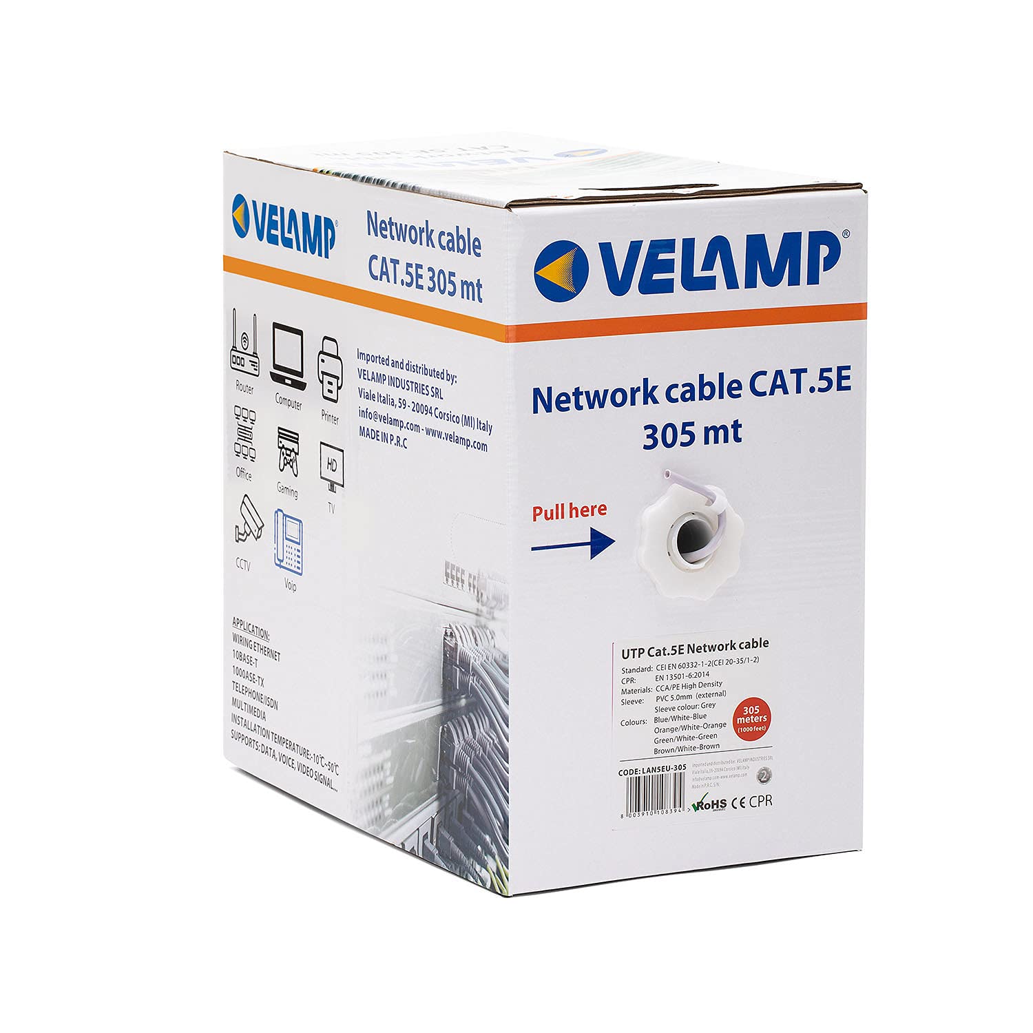 Velamp Cavo Ethernet Cat 5e UTP 305 m Pull Box