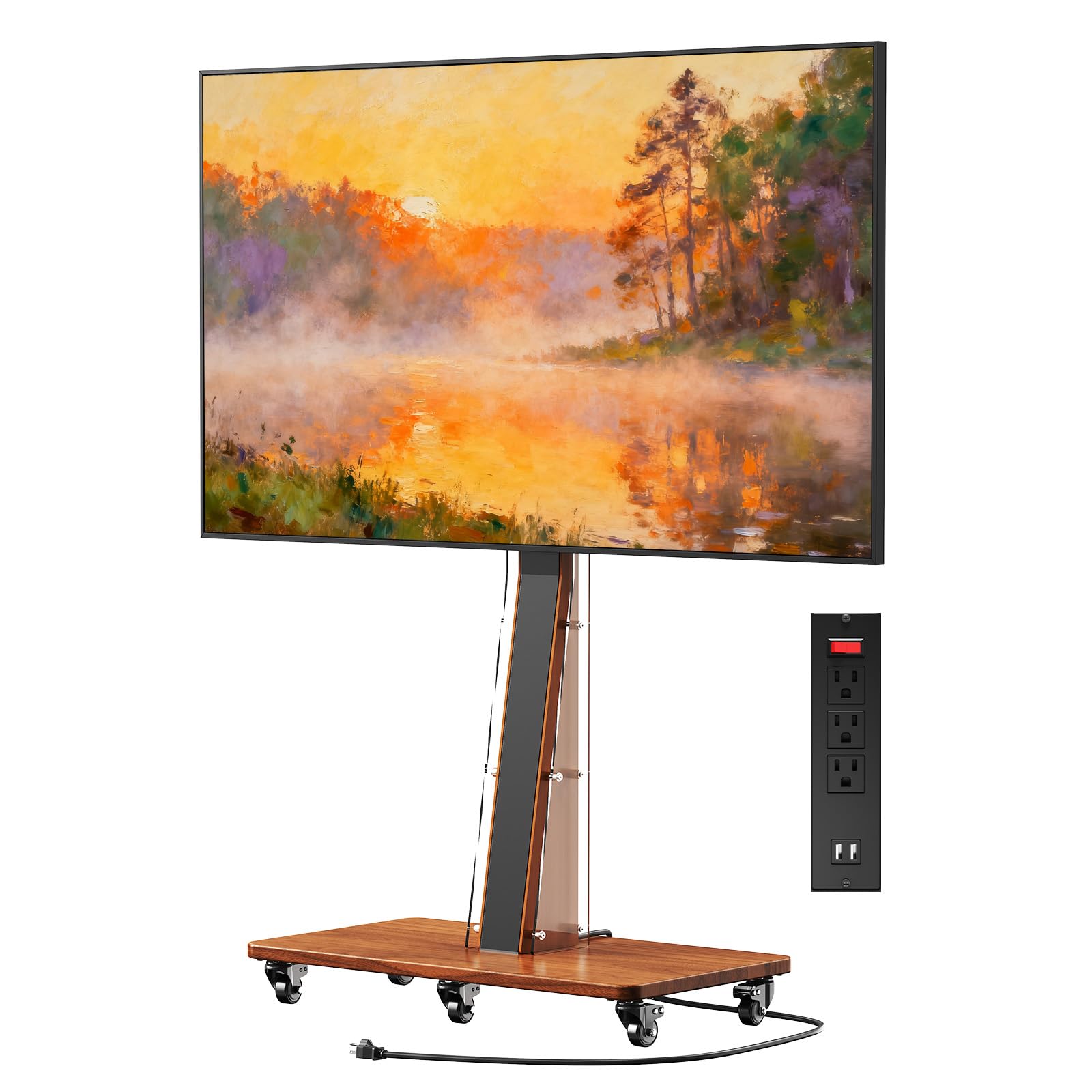 Rolling TV Stand with Power Outlet,Minimalist TV Mount for 32-75 inch TVs