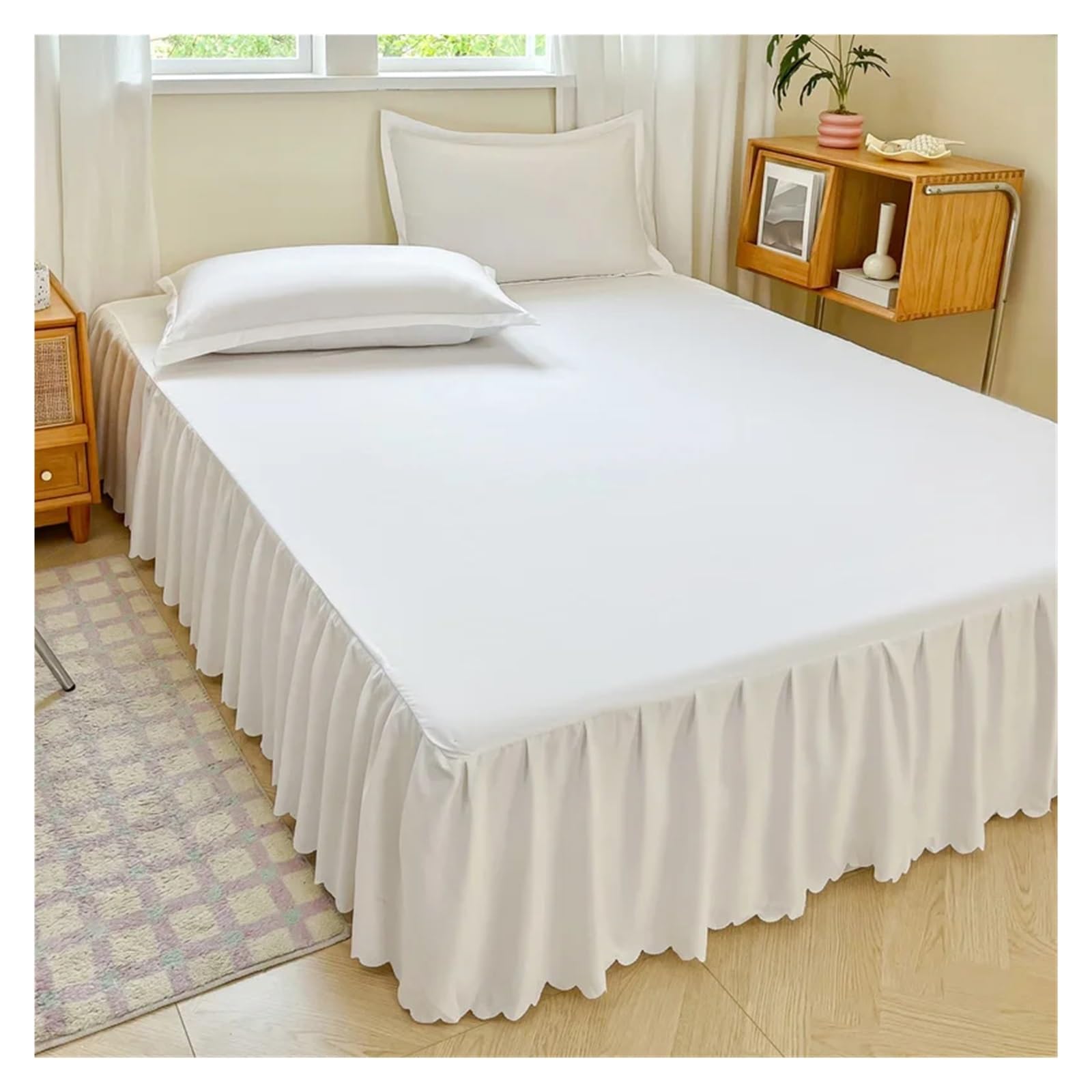 Vestiletto Matrimoniale Coprimaterasso a quattro angoli in tinta unita con elastico, for letto matrimoniale/matrimoniale/queen size/king size(Color-2,Queen 153x203cm)