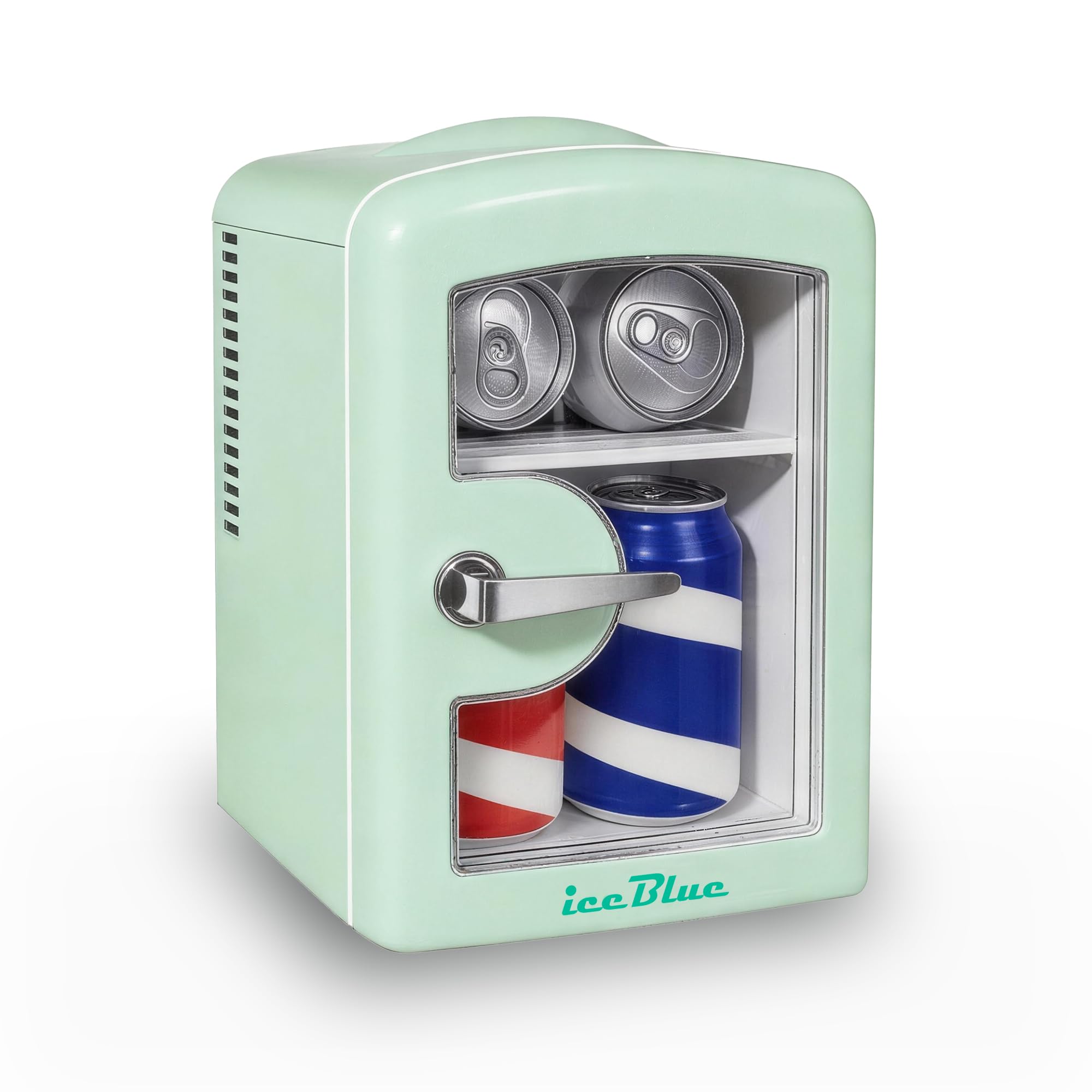 Mini Fridge, 4 Liter /6 Cans Skincare Fridge with Viewing Window (Green)
