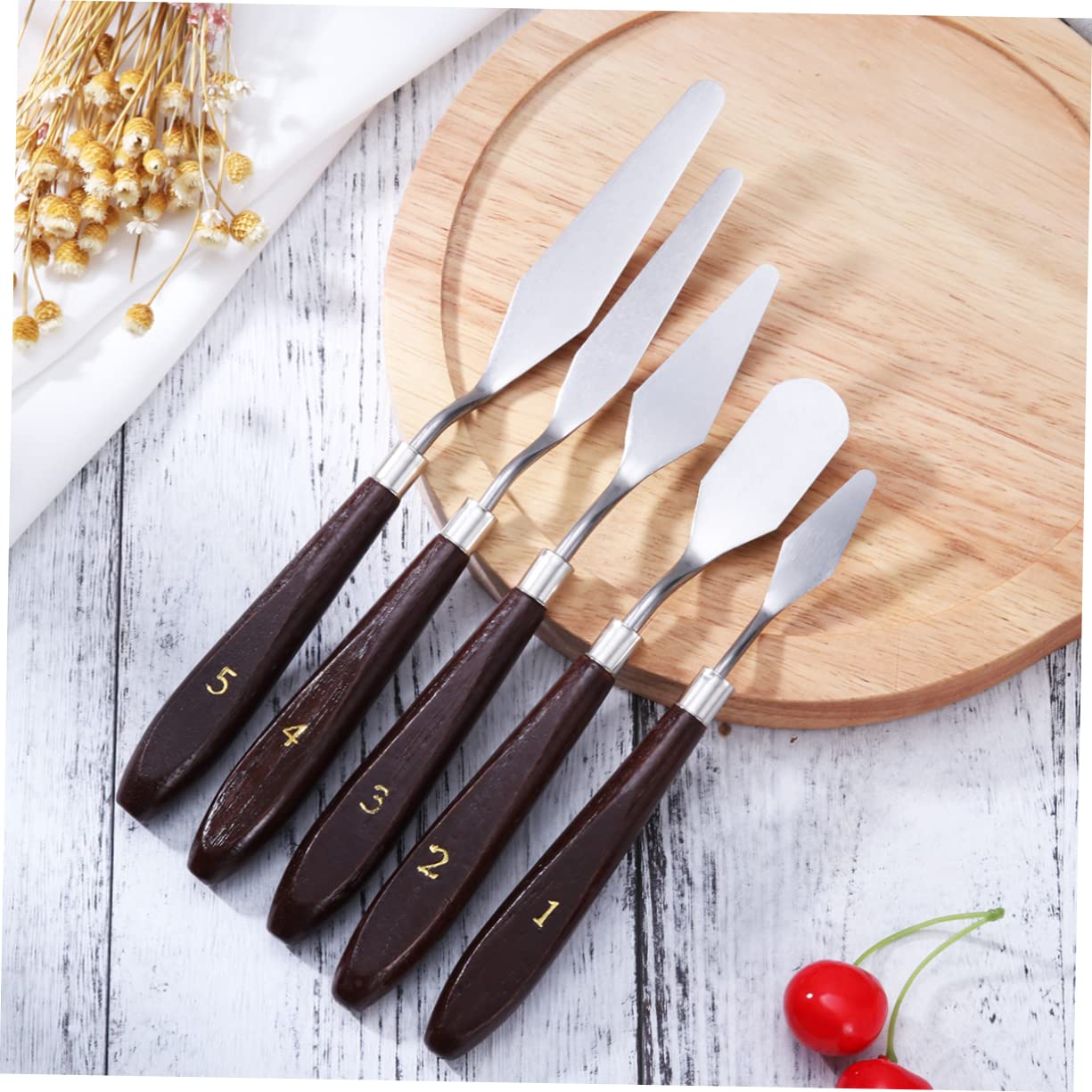 Beatifufu Stainless Steel Painting Scrapper Knife Palette Knife for Painting 5 Pieces Set for Artists Students Random Color