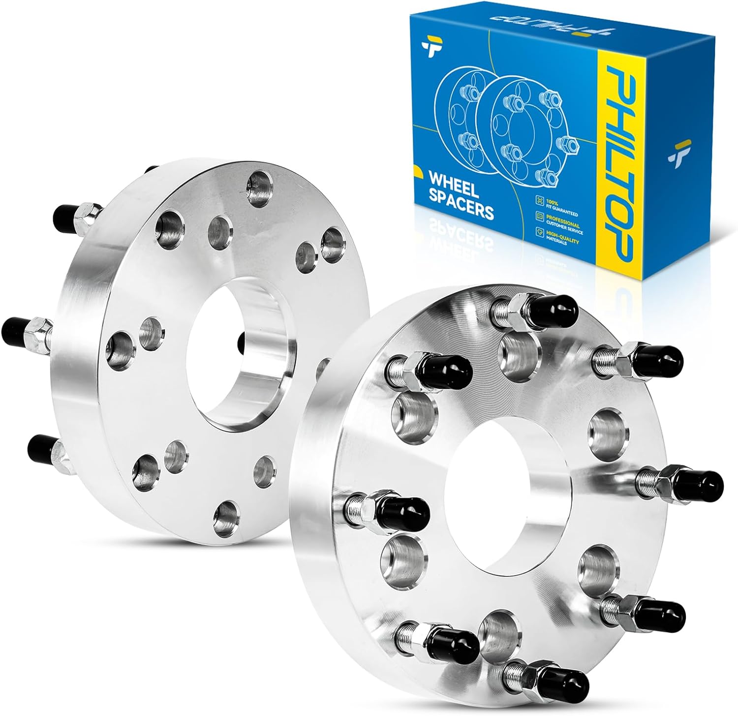 PHILTOP 6x5.5 to 8x180 Wheel Adapters 1.5 inch for Chev-rolet, 2 Pcs Lug Wheel Adapters (Changes Bolt Pattern) with 78mm Hub Bore M14x1.5 Studs fit for 2003-2005 Astro, 2007-2013 Avalanche