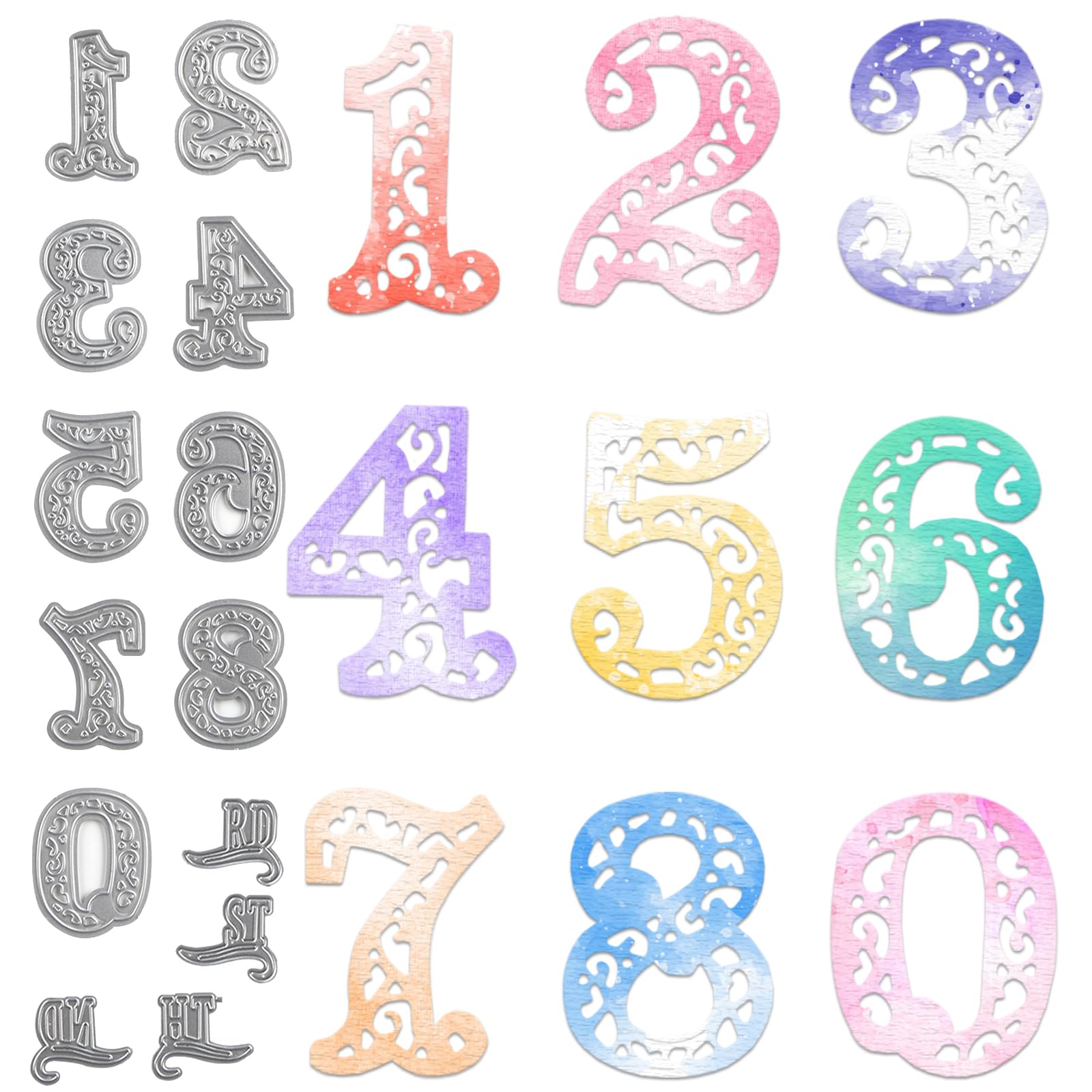 Number Dies for Scrapbooking Card Making, 0~9 Arabic Numbers Metal Cutting Dies Numbers Die Cuts for Decoupage Gift Birthday Date Cards DIY Scrapbooking Album Paper Craft Supplies