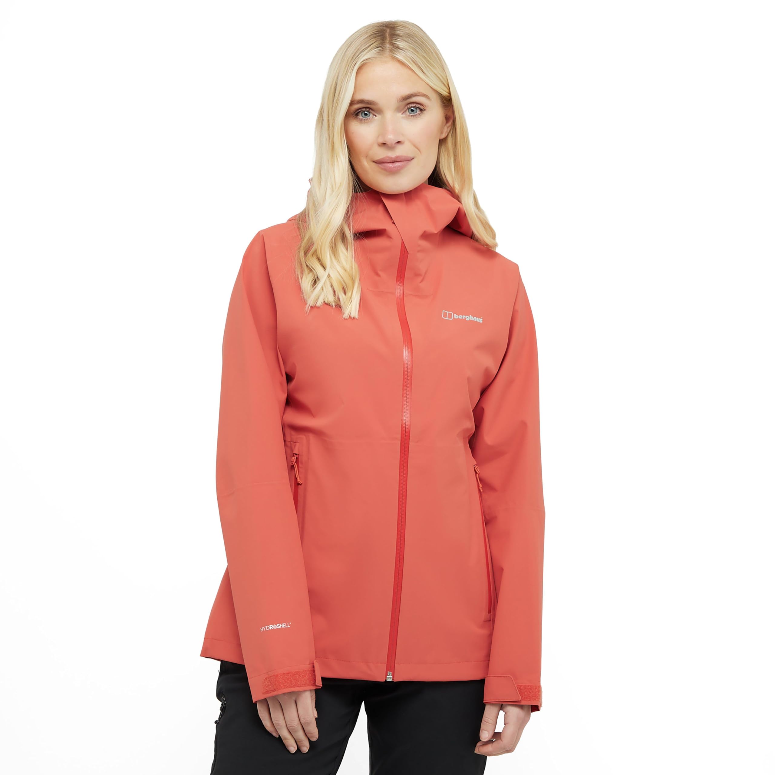 Berghaus Women's Boreen Stretch Waterproof Jacket, Lightweight, Breathable, 2-Layer Hydroshell, PFC-Free DWR, Packable (UK, Numeric, 18, Regular, Regular, Orange)