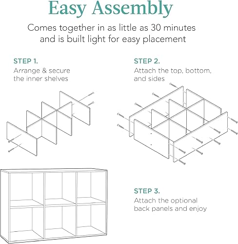 Miniatura 134 de Best Choice Products - Organizador de almacenamiento de 6 cubos, apertura de 13.5 pulgadas, estantería, estante de exhibición, personalizable con 3