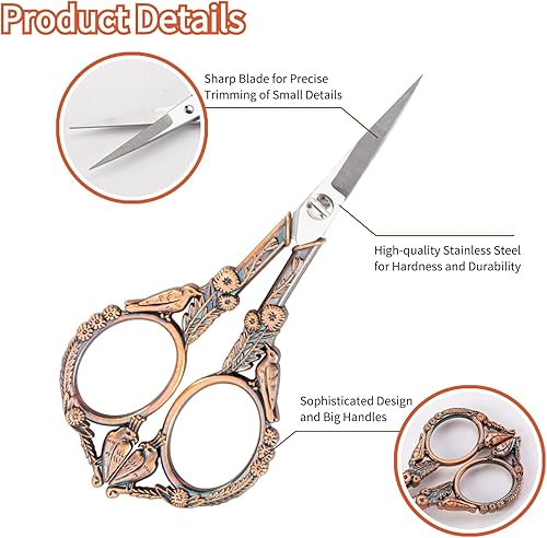 Miniatura 3 de Tijeras de bordado, pequeñas tijeras de coser puntiagudas para corte de punto de cruz, bordado, costura, manualidades, trabajo, herramienta de