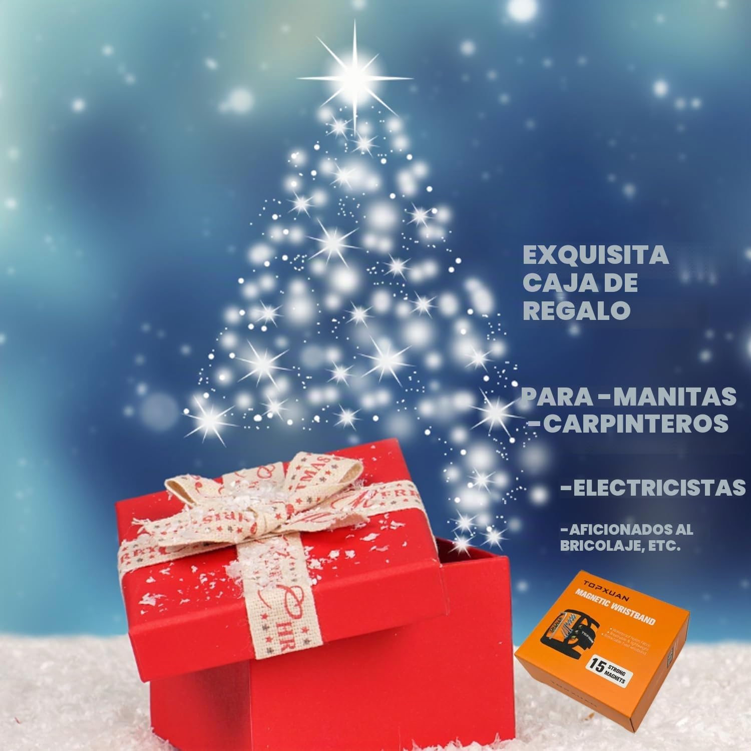 Pulsera magnética, regalos para hombres con 15 imanes para sujetar tornillos, clavos, brocas, herramientas de carpintería, imán magnético para muñeca, herramienta, cinturón, tornillos