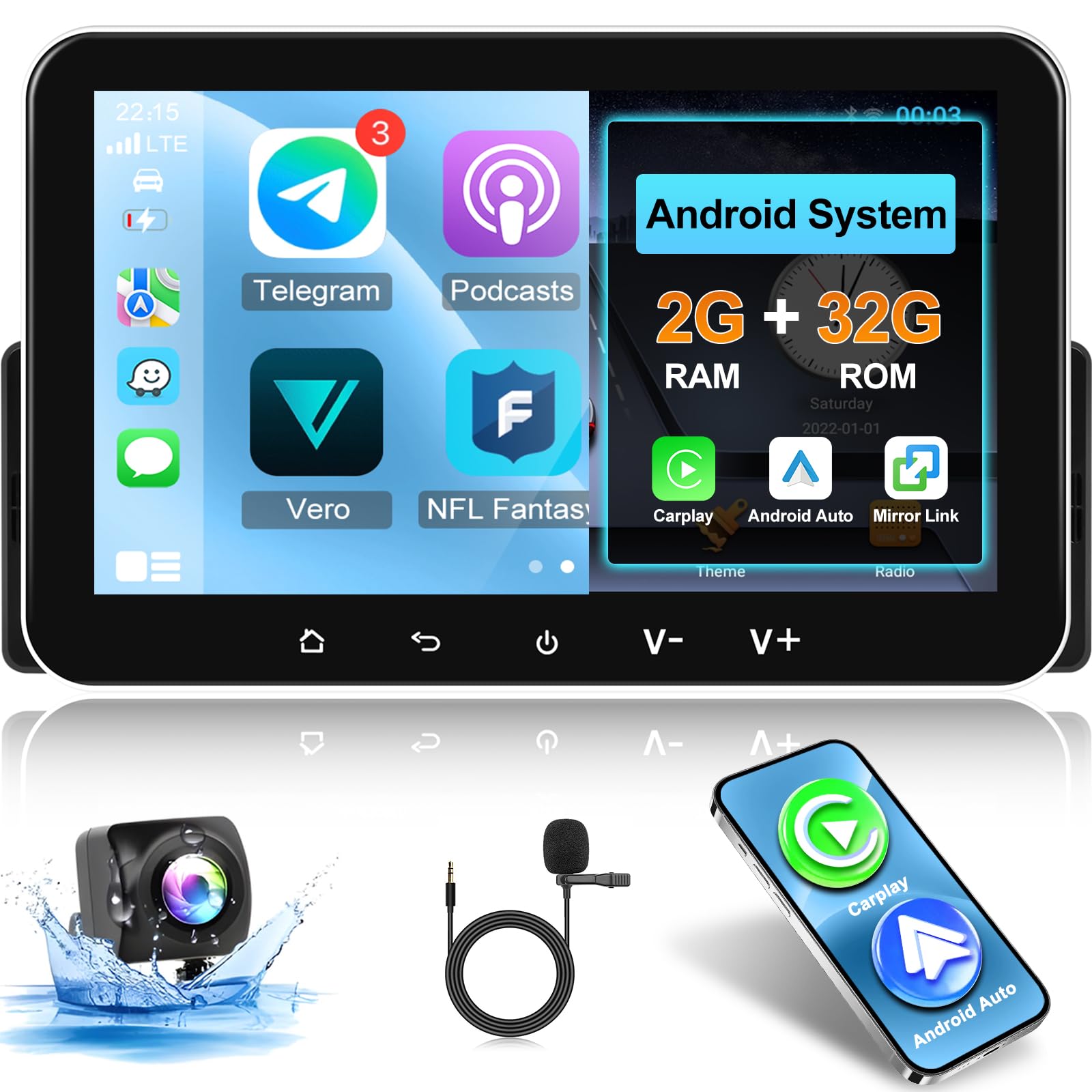Amazon.com: [2+32G] Single Din Android Car Stereo 7 inch
