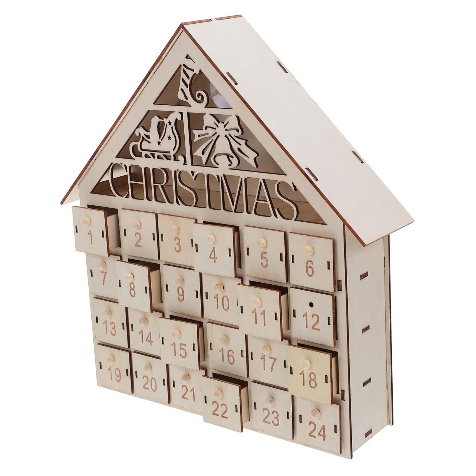 Calendario de Adviento de Madera con LED Reutilizables Decoración Navideña Iluminada para Familia Regresiva Interactiva para Navidad