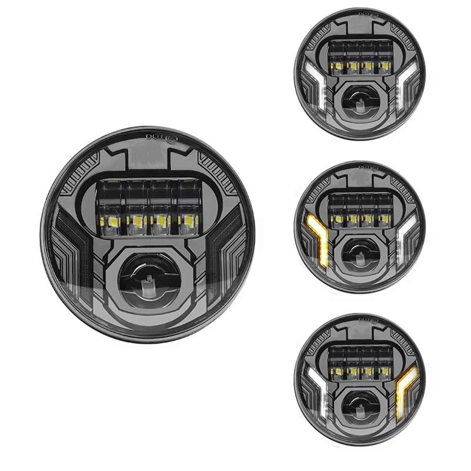 MESKEL Fari Anteriori Moto per Bob per Low per Rider per Iron 883 Etc Faro per Moto Lampada Frontale A LED 5,75 con Halo Bianco DRL Indicatore Direzione Ambra Integrato