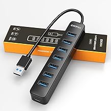 iDsonix 7 Port USB Hub 3.0, USB Splitter 5Gbps Multiport Adapter Splitter with 5V 3A Type-C Port, USB Extension Cable Hub for Laptop, PC, iMac, Surface Pro, XPS, USB Flash Drives, Mobile HDD, and More
