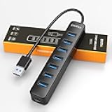 iDsonix USB 3.0 Hub, 7 Port USB Expander Hub 5Gbps, USB Splitter Multiport Adapter Extension Cable for Laptop, PC, iMac, Surface Pro, XPS, USB Flash Drives, Mobile HDD, Printer, Camera, and More