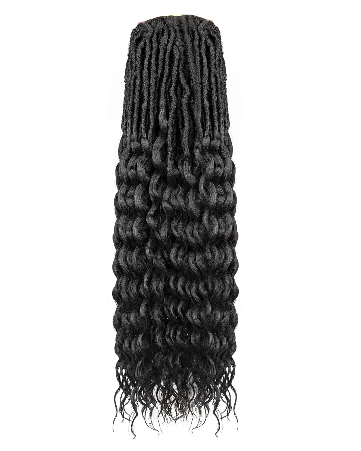 Deep Wave Faux Locs Crochet Hair for Black Women,24 Inches 8 Packs 112 Strands,Pre Looped Natural Black Synthetic Hair Extensions,Soft Goddess Locs Braids with Long Deep Wave Curly Ends(24"-8P,1B)