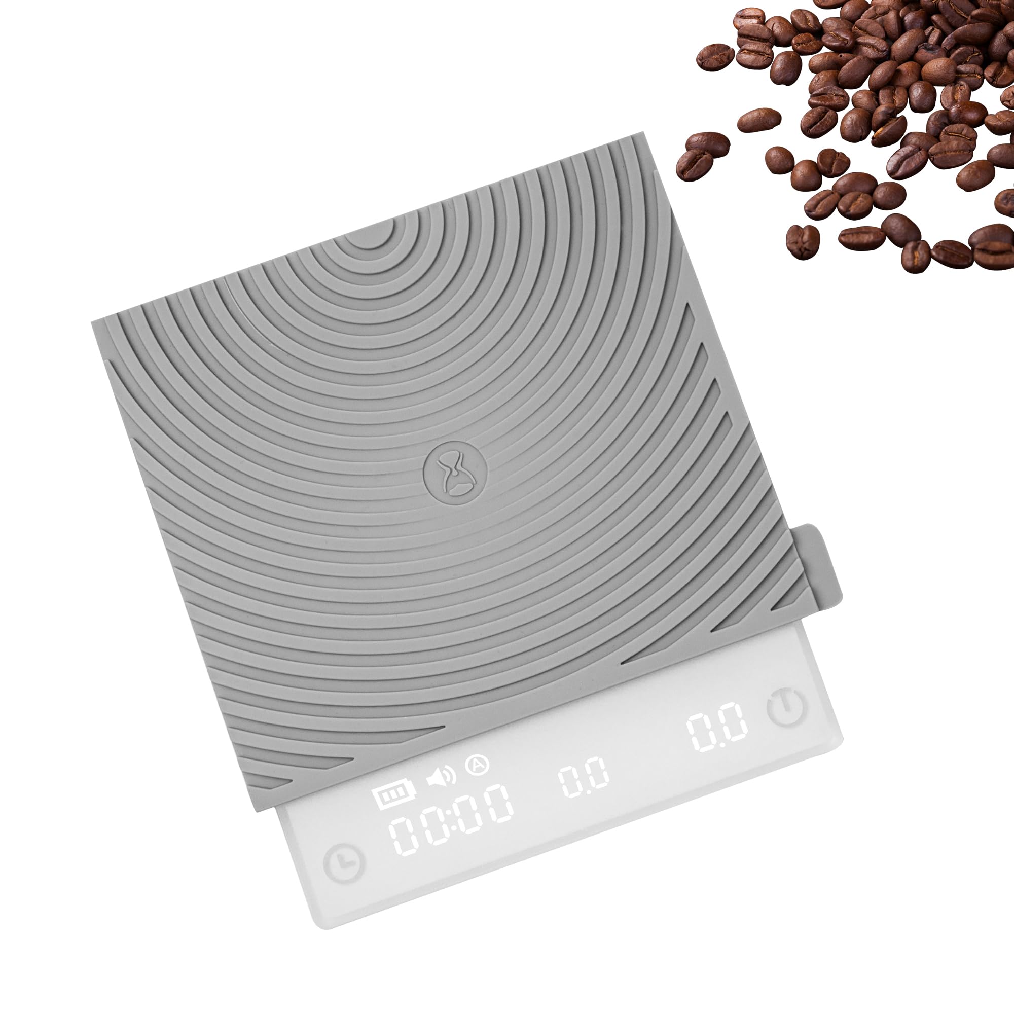 Black Mirror Mini TIMEMORE, Espresso Scale with Flow Rate Function, Portable Coffee Scale, 2kg/0.1g, Silicone Protective Pad, White