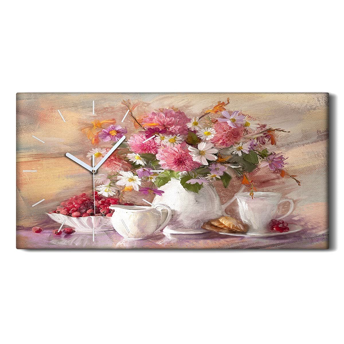 Horloge sur Toile Abstraite Art Mural Cuisine Bureau 60x30