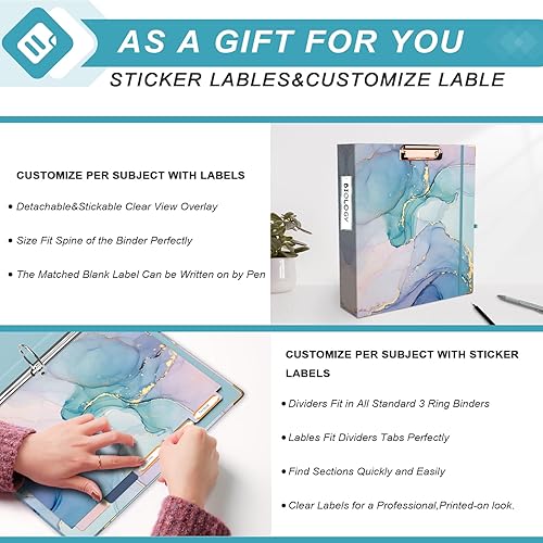 Miniatura 5 de EYROZILL Carpetas de 3 anillos de 2 pulgadas con separadores de 5 pestañas para tamaño carta de 11 x 8.5 pulgadas. Carpeta de tres anillos con