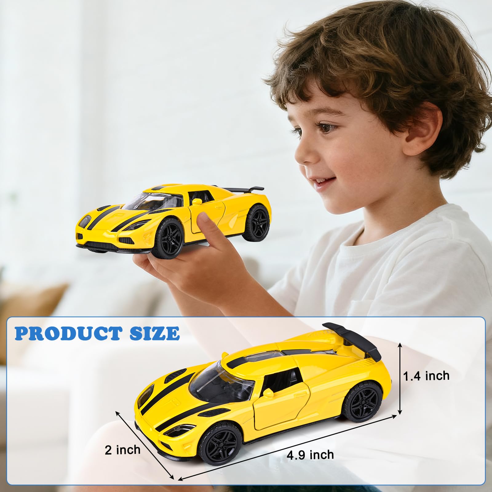 4 Pack 1/36 Metal Diecast Cars Toy with Opening Doors Kid Pull Back Cars Toys Set,Boy Toy Car for Age 3 4 5 6 7 8 9 10 11 12
