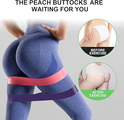 Miniatura 4 de Banda de resistencia para mujeres y hombres, juego de 5 niveles de resistencia diferentes para gimnasio, entrenamiento, yoga, pilates, hogar (morado)