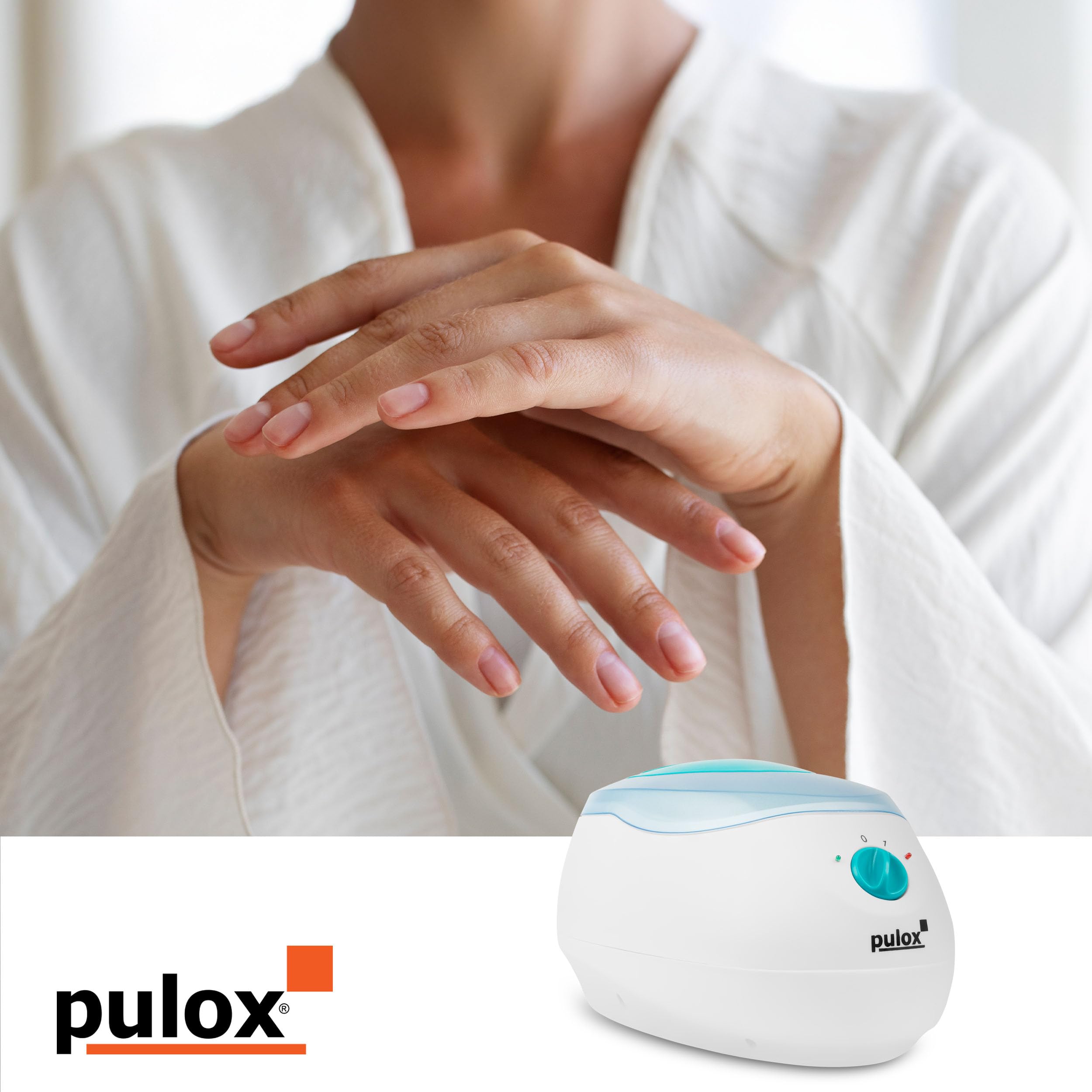 Pulox Paraffinbad mit 4x Paraffinwachs für Wärme- & Pflegeanwendungen | Wachsbad zum Schmelzen von Paraffin, ideal für Hand- und Fußpflege, Wellness sowie kosmetische Anwendungen