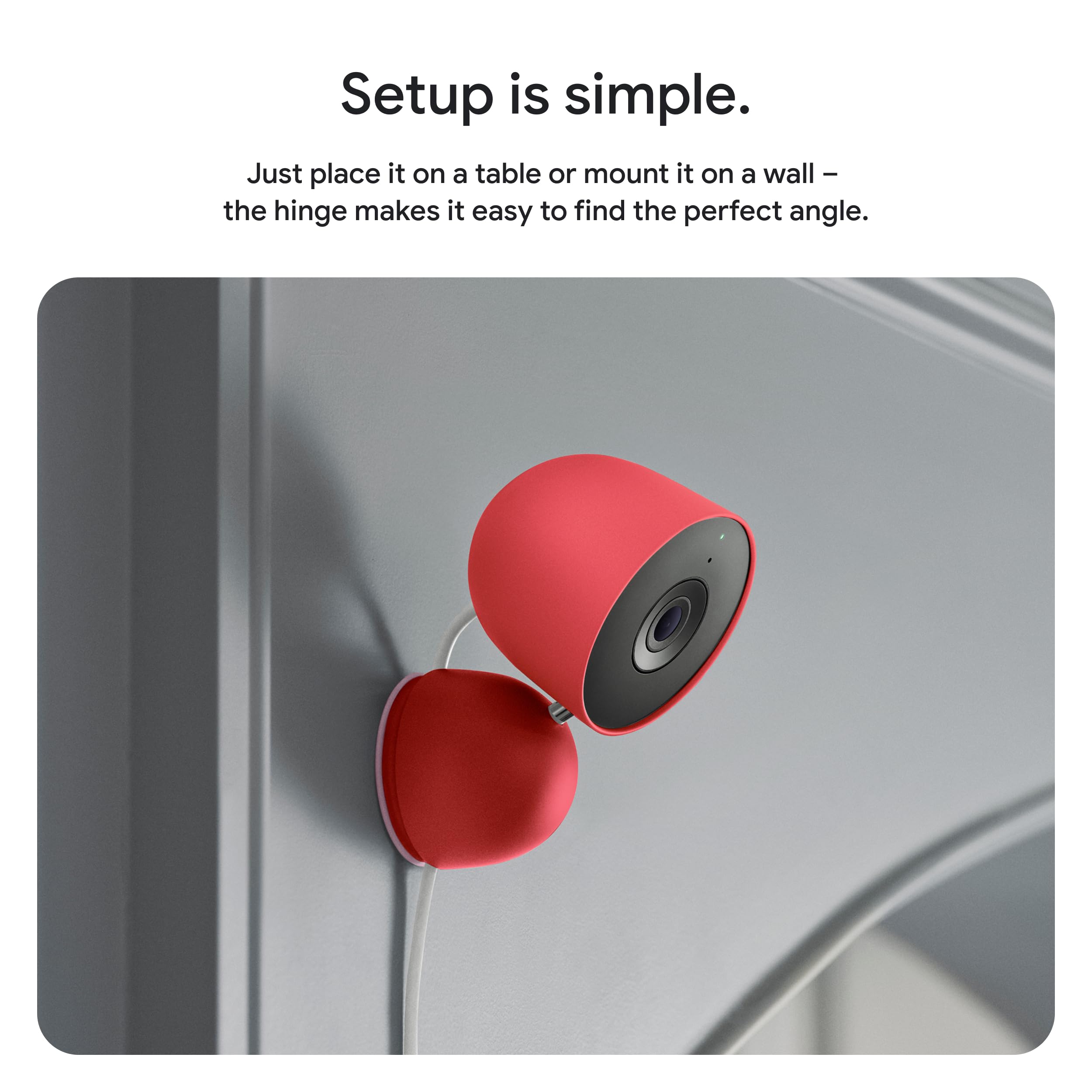 Google Nest Cam Indoor (Wired, 3rd Gen) - Security Camera with 2K Video and Gemini, Night Vision, 2-Way Audio, Works with Google Home - 2025 Model - Snow