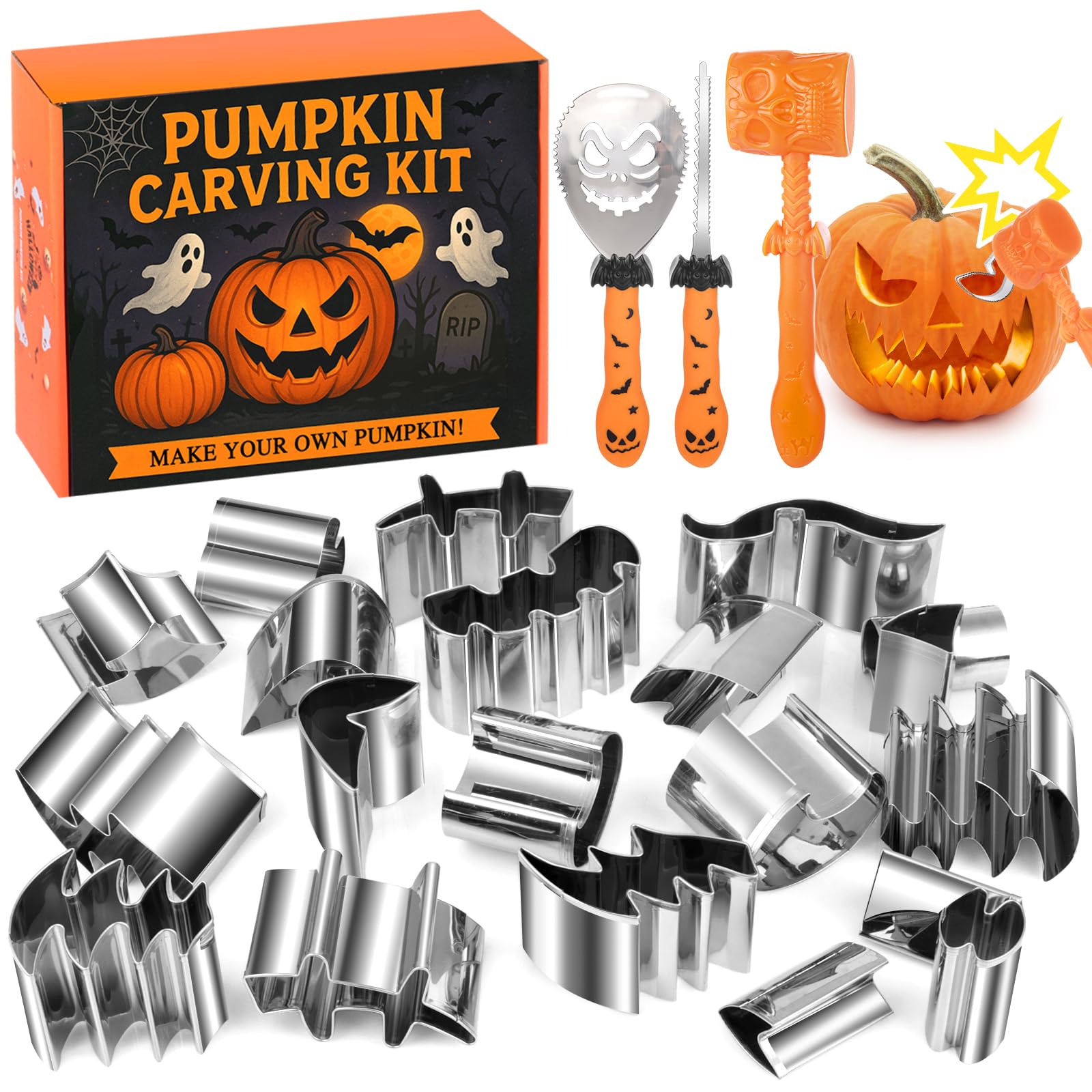 Draupnir 25 Pièces Kit Sculpture Citrouille Halloween