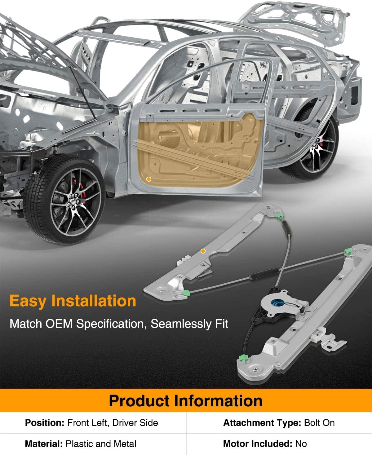 A-Premium Electric Power Window Regulator Without Motor Compatible with Infiniti QX56 2011-2013 QX80 2014-2019 Nissan Armada 2017-2019 Front Left Driver Side