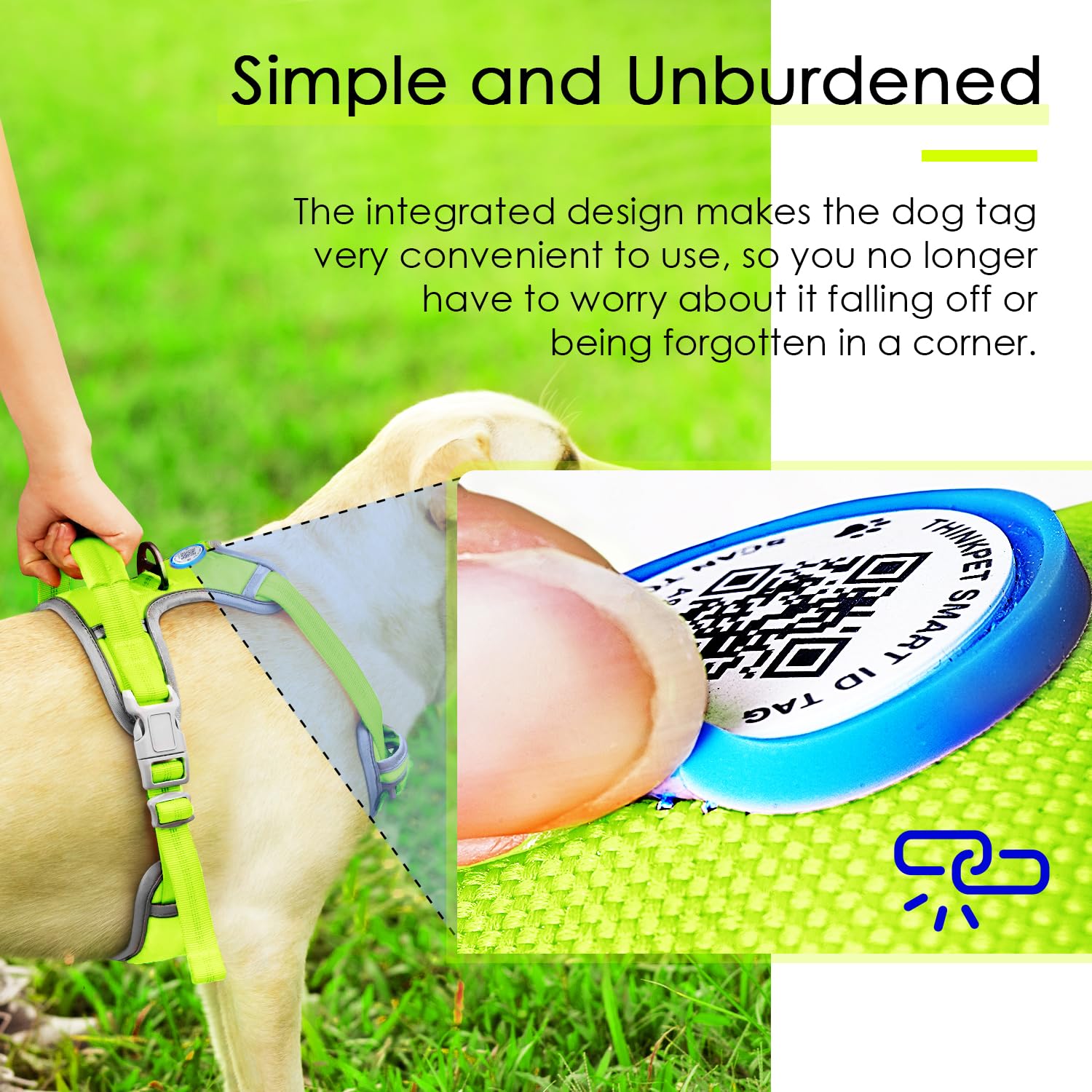 ThinkPet Arnés deportivo transpirable con código QR, arnés reflectante con asa ajustable para perros medianos y grandes, clip trasero y frontal para un fácil control, talla XL, color verde