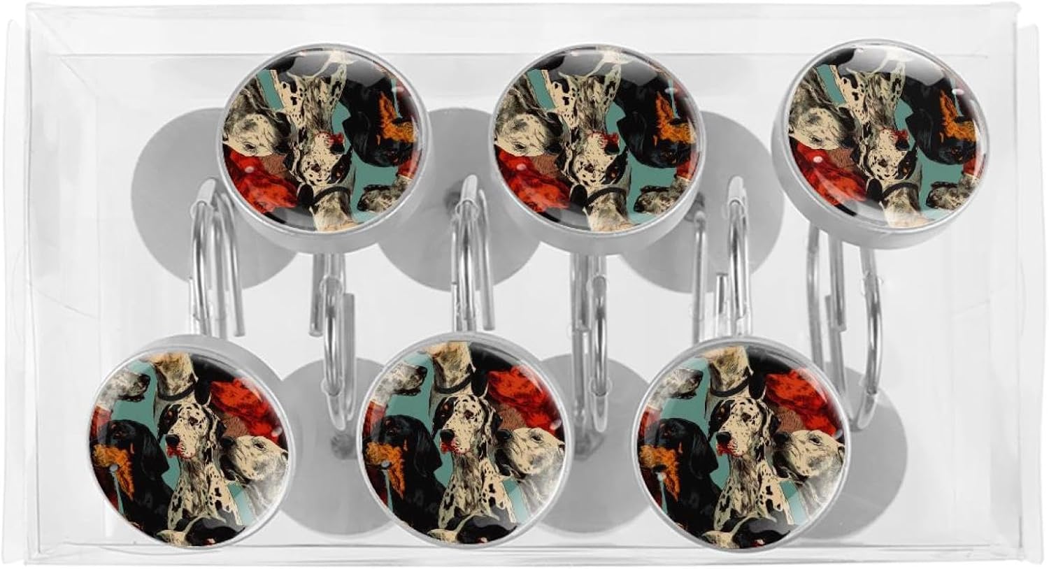12PCS Dogs Shower Curtain Hooks Rings for Bathroom, Decorative Shower Curtain Hooks Rods Curtains and Liner