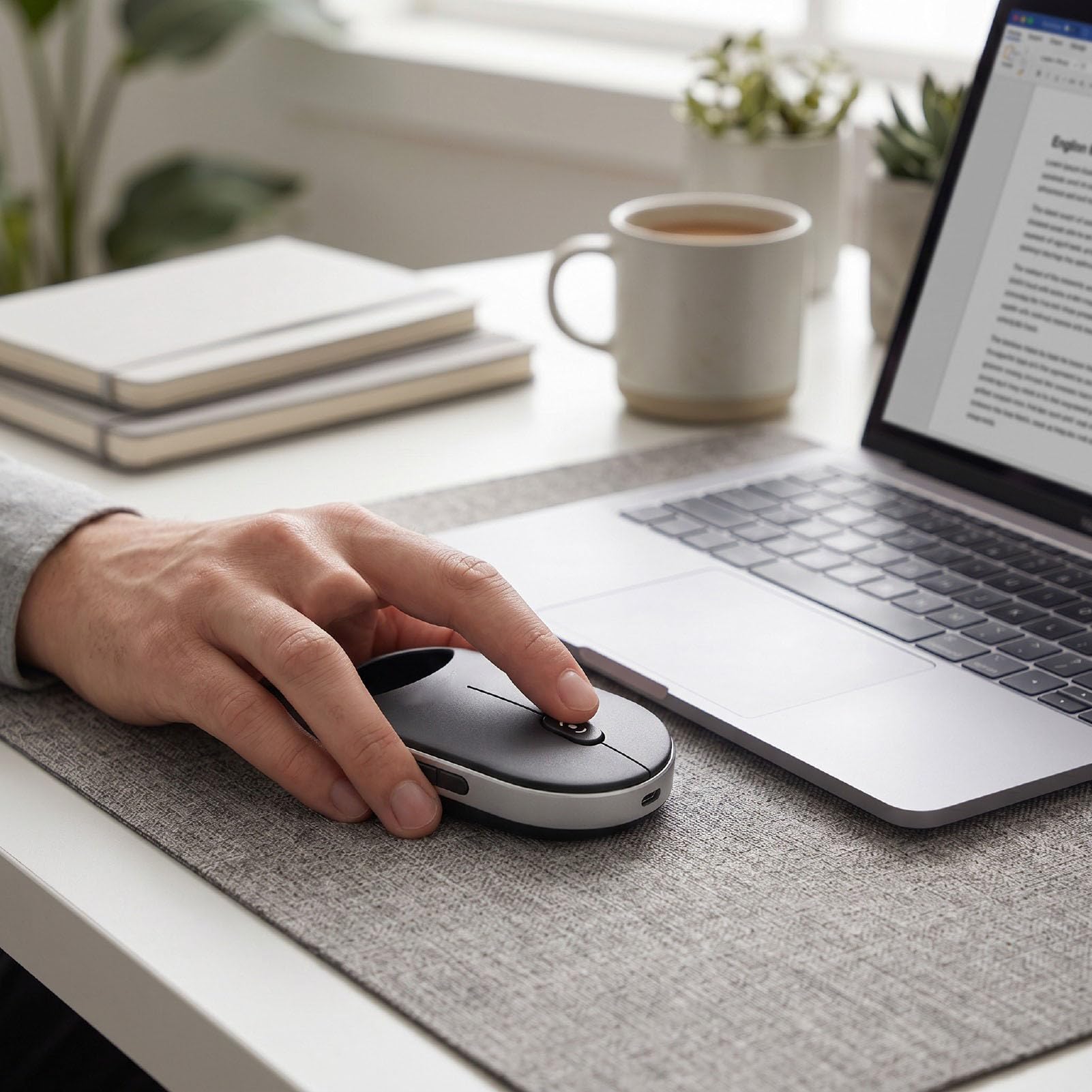Mouse Scroll Pressione Sensibile, Mouse Wireless 3 Modalità Bluetooth 5.0 5.2 2.4G USB Silenzioso con 4 DPI Regolabile 4 Velocità Scorrimento per IOS HarmonyOS