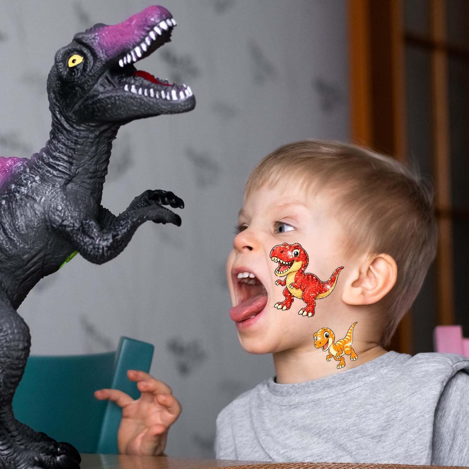 120 Pcs Glitter Dinosaur Temporary Tattoos for Kids image 3