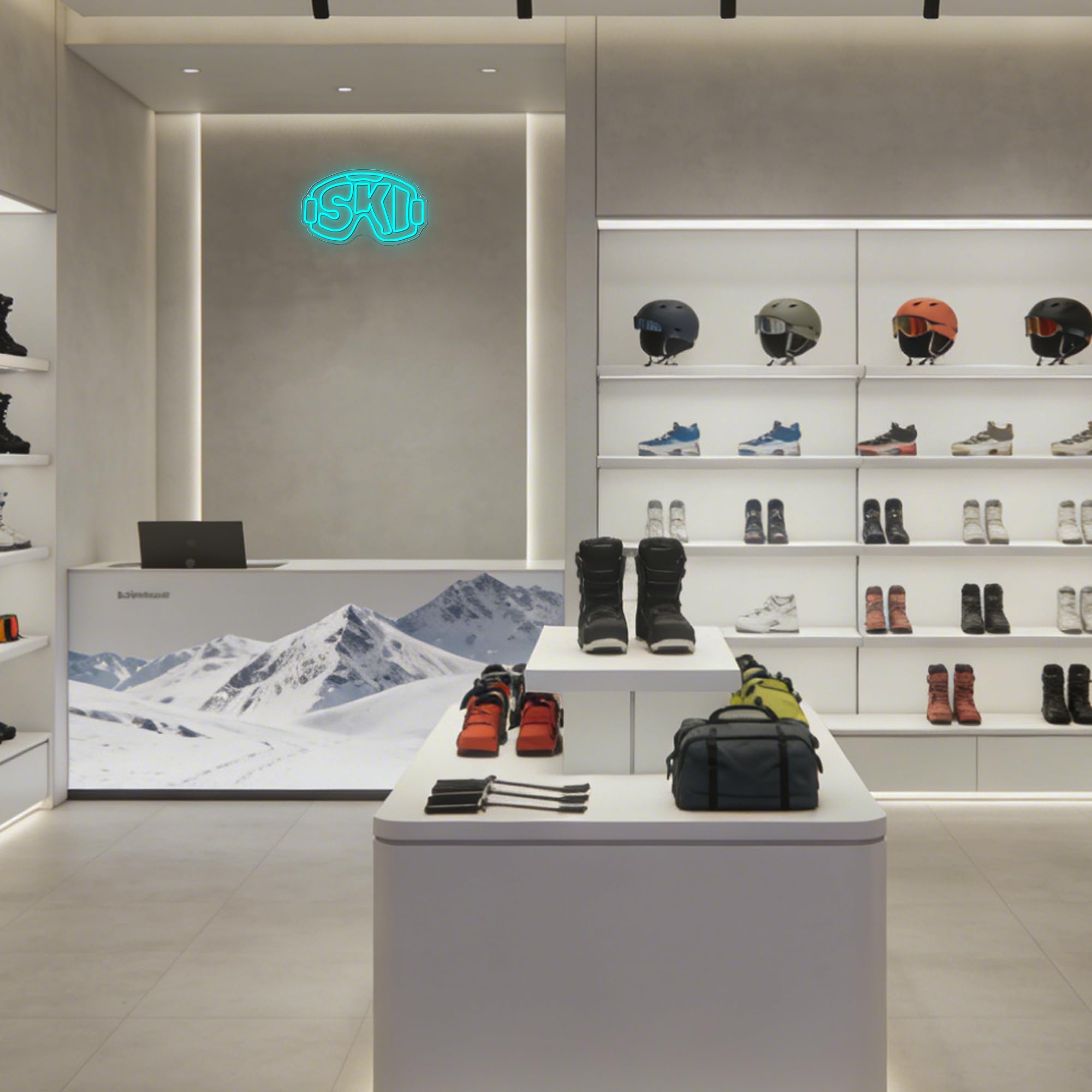 Señal de neón con gafas de esquí, luz LED de neón para deportes de invierno, alimentada por USB, regulable, para cabaña de montaña, decoración de esquí, temática deportiva, decoración de bar, sala de