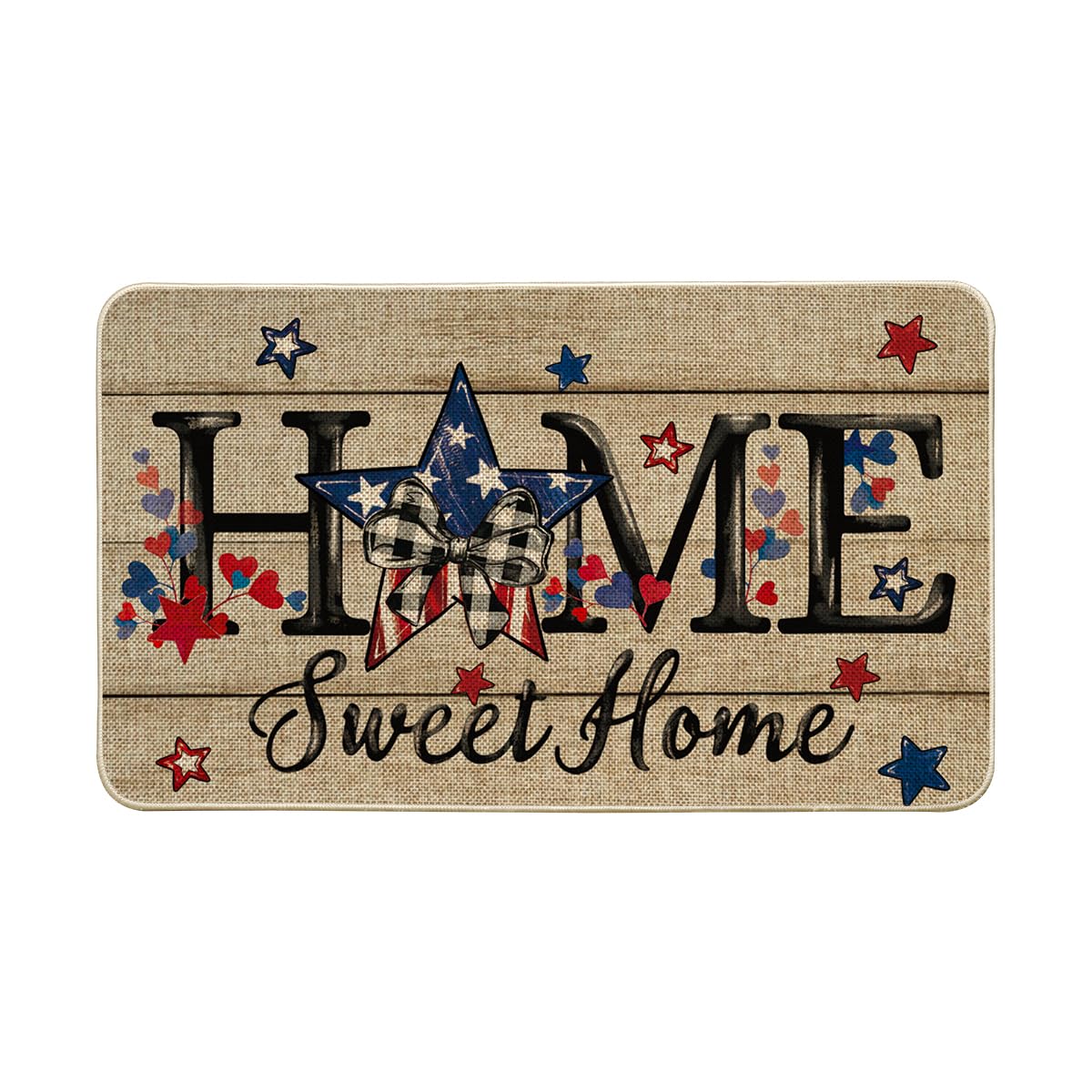 Artoid Mode Home Sweet Home Blue Star Patriotic 4TH of July Doormat, Memorial Day Home Decor Low-Profile Switch Rug Door Mat Floor Mat for Indoor