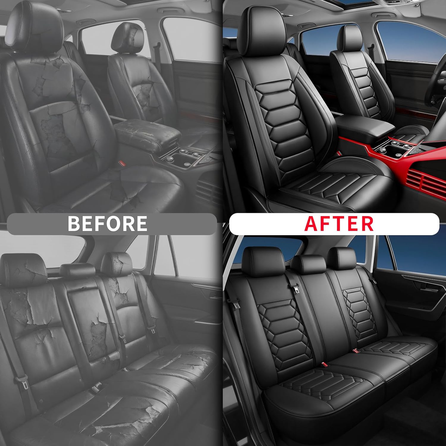 Car Seat Covers Compatible with GMC Terrain 2010-2025 2026. Waterproof & Breathable Leather. Compatible with Airbag & Easy to Install. All - Weather Seat Cushion Protector(Full Set, Black)