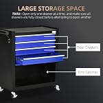 DURHAND 4-Drawer Tool Chest with 4 Wheels, Rolling Tool Box and Storage Cabinet, Portable Tool Organizer for Garage, Factory and Workshop, Blue