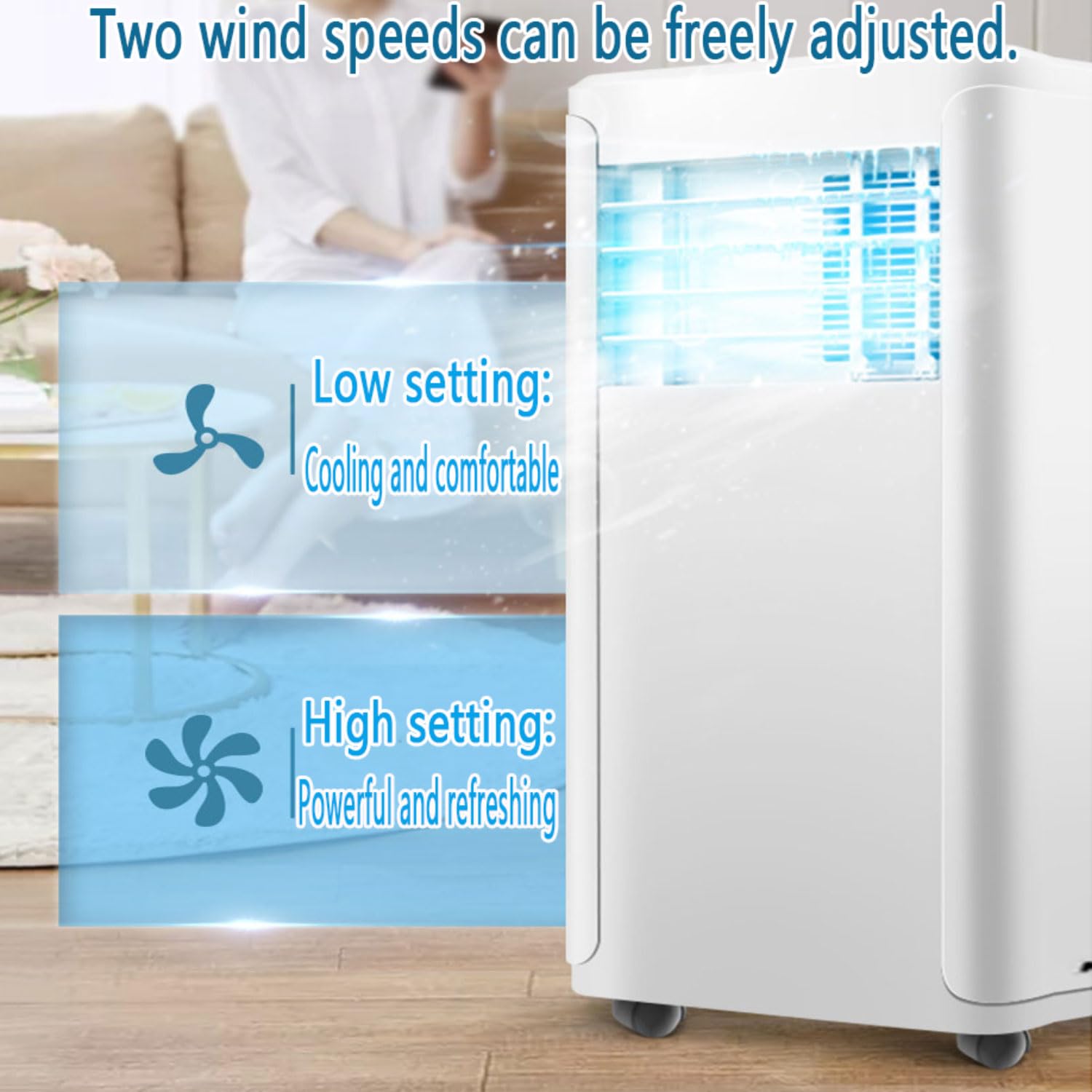 Condizionatore d'aria portatile con modalità raffreddamento, deumidificatore e ventilatore, raffredda stanze fino a 350 mq, telecomando, timer 24h, facile installazione