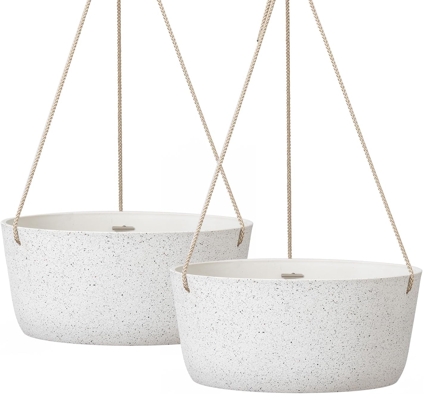 La Jolie Maison Large Hanging Planters - 12 Inch Outdoor Flower Pots, Hanging Garden Planters Set of 2, Iron Color