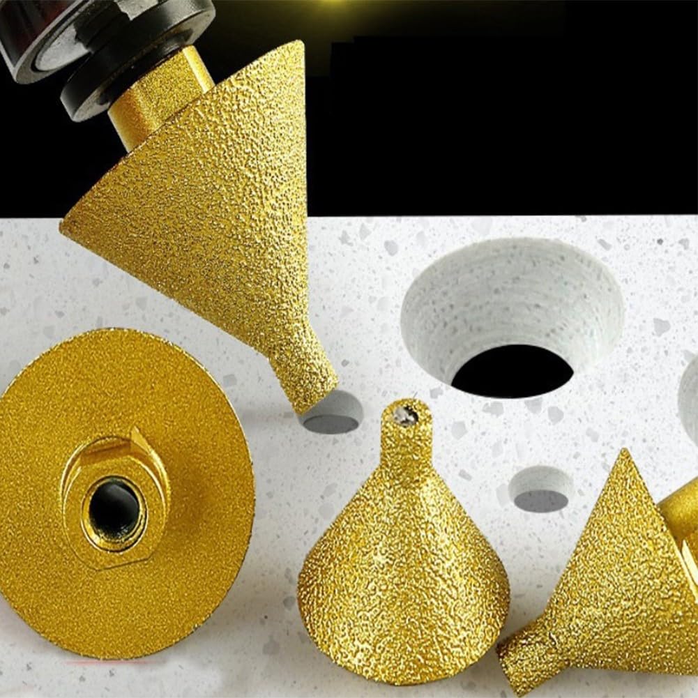 Muela de Pulido, Brocas de Avellanado de Chaflán de Diamante Muela Abrasiva Tallada en Cono 2 Piezas Rosca M10 Acabado de Alta Gama para Azulejos de Porcelana de Cerámica de Vidrio