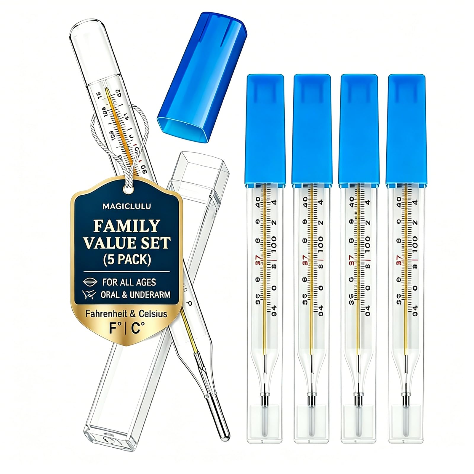MAGICLULU 5Pcs Glass Oral Temperature for Adults Precise Measurement Fast Reading for Elderly Family Dual Scale ℃ & ℉-image-38