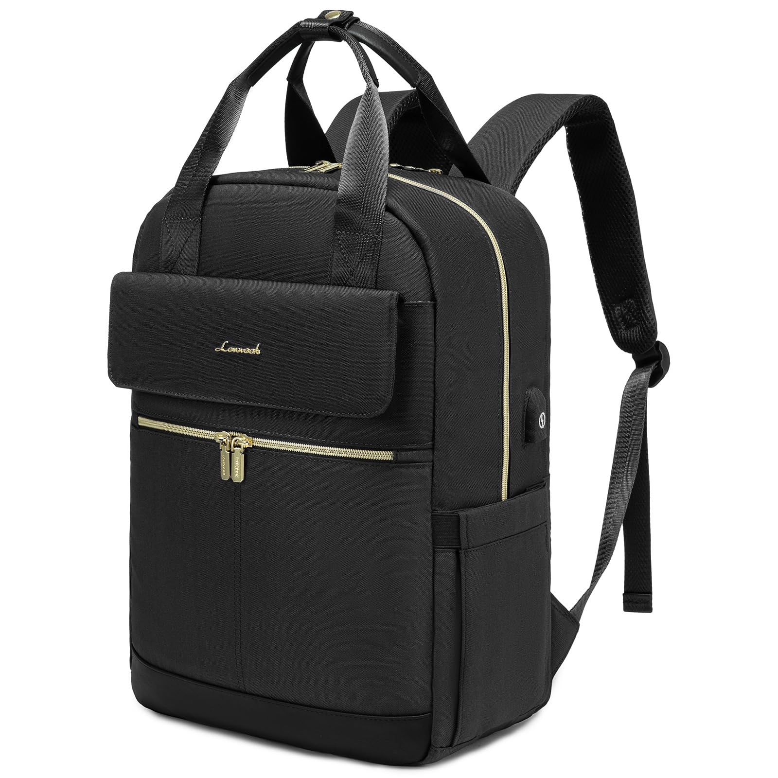 LOVEVOOK Laptop Rucksack Damen, 15,6 Zoll Schulrucksack Teenager Mädchen mit Laptopfach, Wasserdicht Schultasche Arbeitstasche Tagesrucksäcke, Backpack Women Elegant für Uni Büro Reise, Schwarz