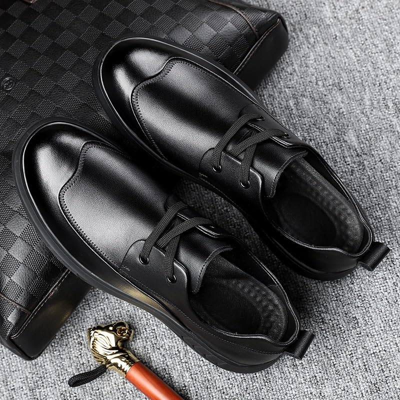 Men's Leather Lace Up Chunky Platform Dress Oxfords Non-Slip Soft Bottom Casual Shoes for Daily Walking Business Shoes3