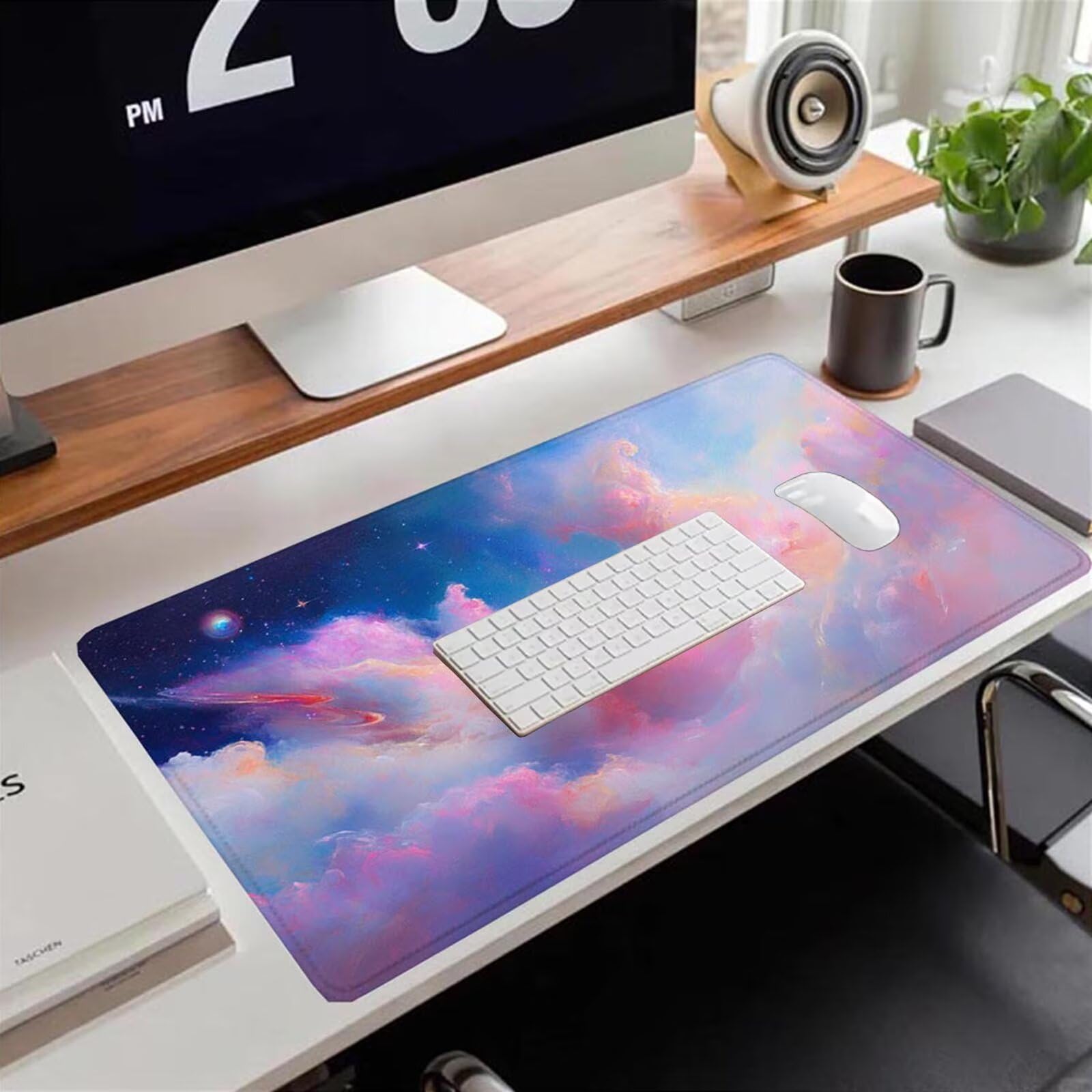 Gamingowa podkładka pod mysz 1200 x 600 x 3 mm, XXL, wodoszczelna, odporna na ścieranie, z przyszytymi krawędziami, niebieska, podkładka na biurko, poprawia prędkość i precyzję pod laptopa, komputer
