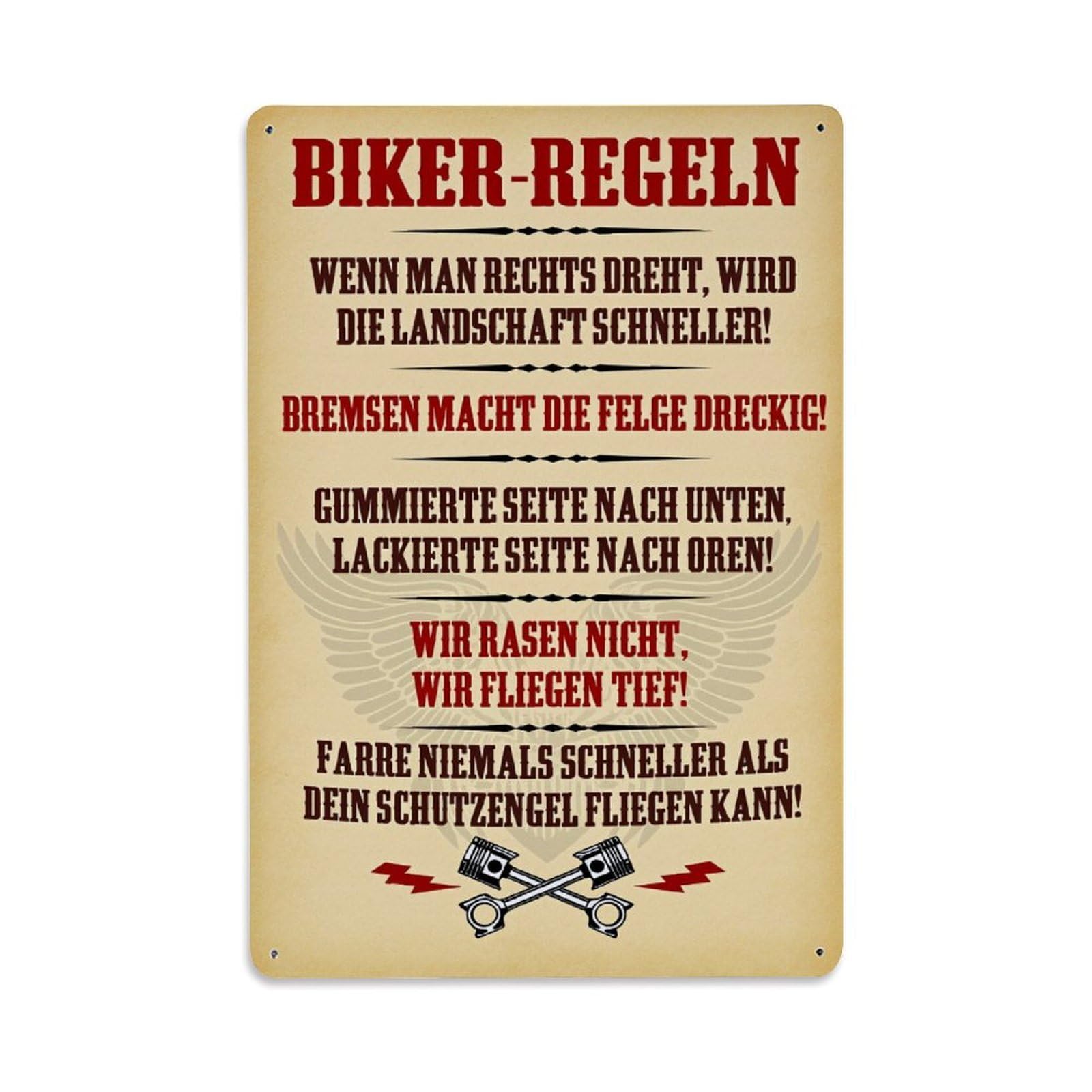 Biker Rules Poster Design Vintage Tin Sign Retro Metal Wall Decor Metal Poster, Home Bar Garage Man Cave Cafe Indoor & Outdoor Decoration 8x12Inches