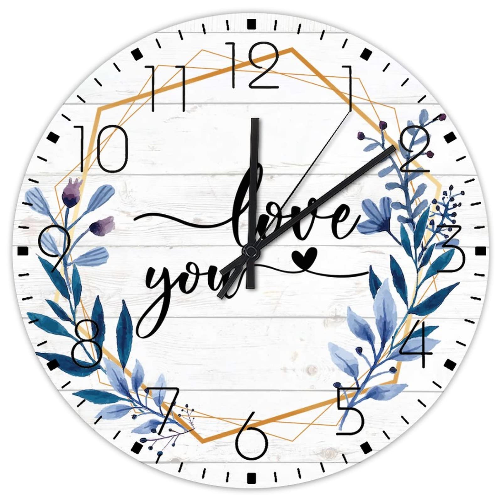 Horloge murale en bois 38 cm Love You pendule silencieuse à piles